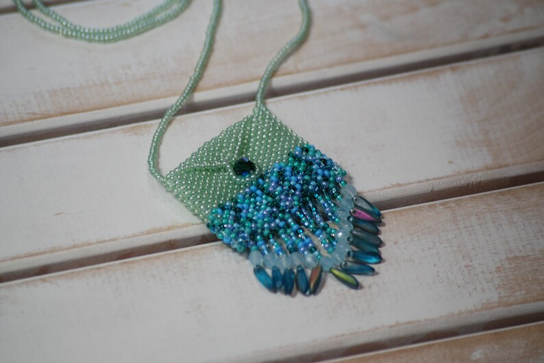 Handwoven Small Beaded Amulet Bag Necklace Pearl Green and Etsy
