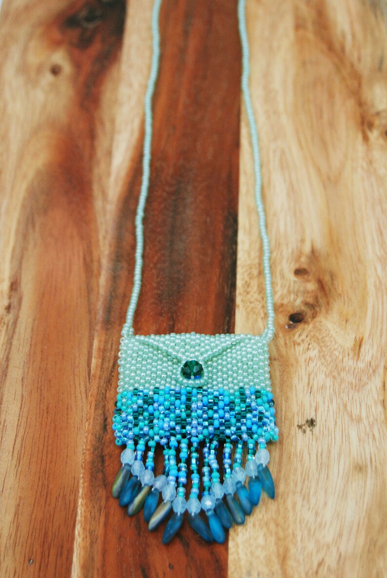 Handwoven Small Beaded Amulet Bag Necklace Pearl Green and Etsy