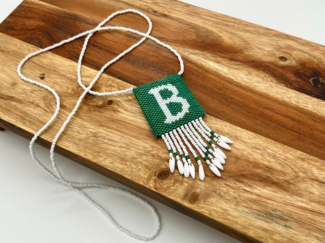 Hand Beaded Initial Necklace: Custom Letter Amulet Jewelry - Etsy
