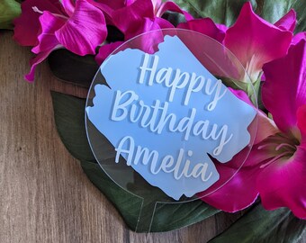 Personalised Birthday Cake Topper | Happy Birthday | Round Acrylic Cake Topper
