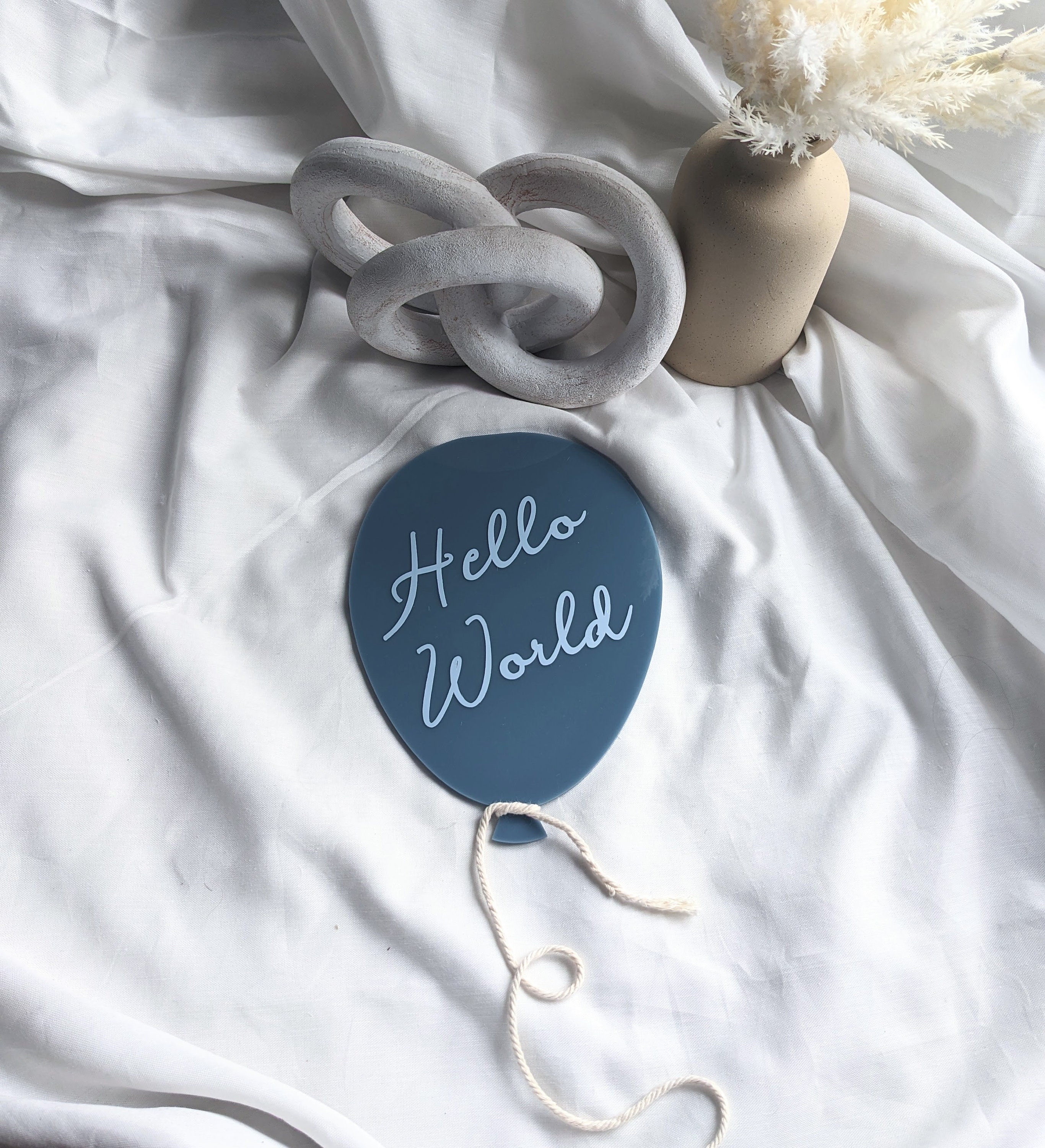 Baby Birth Announcement Sign | Hello World Balloon Acrylic Photo Prop ...
