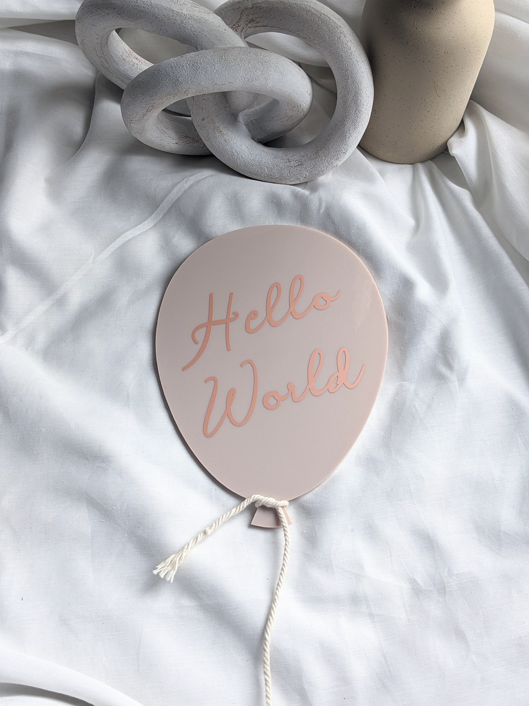 Baby Birth Announcement Sign | Hello World Balloon Acrylic Photo Prop ...