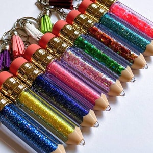 Teacher Gift | Pencil Glitter Keyring | Personalised keyring | Bag Tag | Kids Gifts