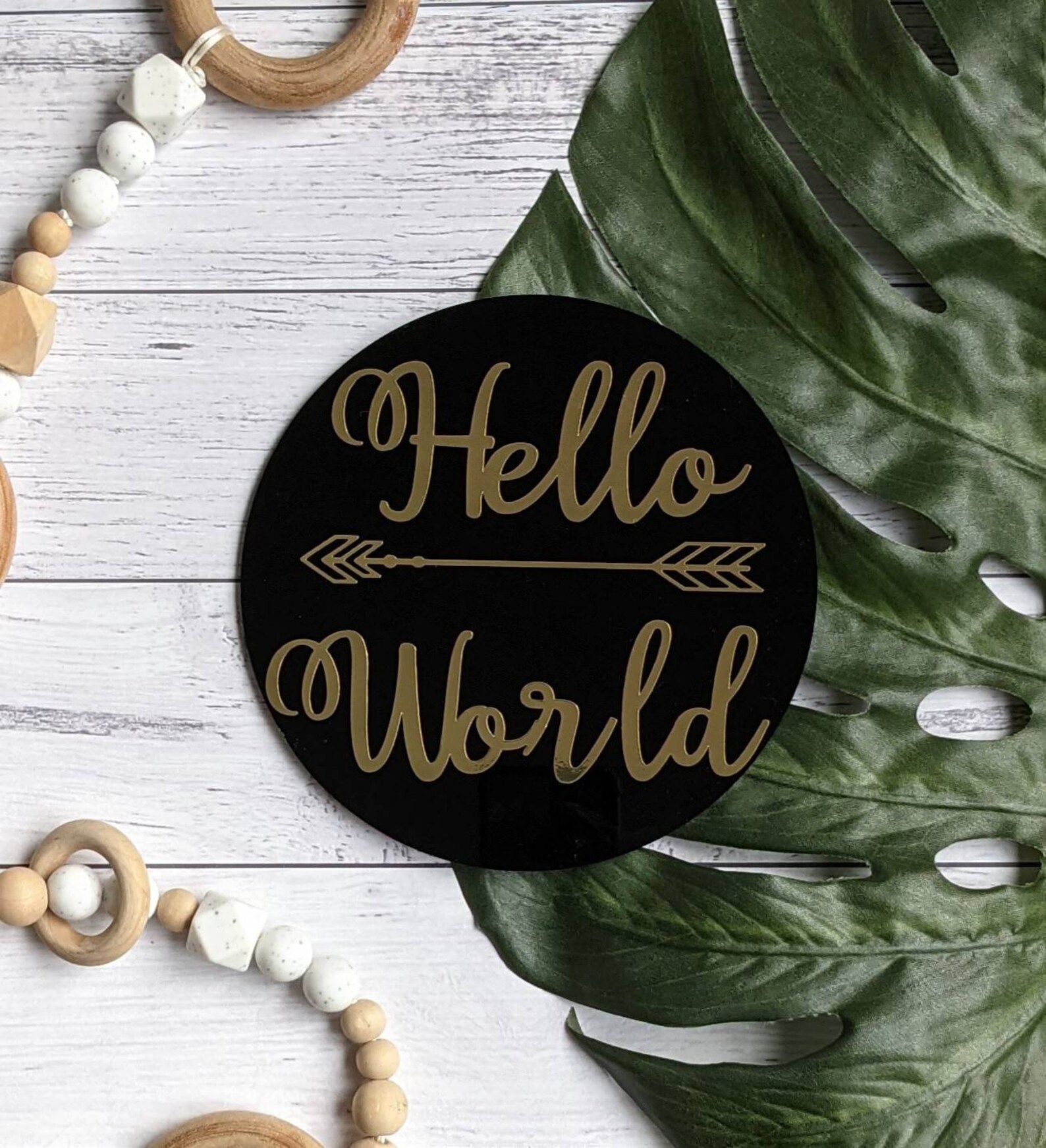Baby Birth Announcement Sign | Hello World Baby Milestone Acrylic Photo ...