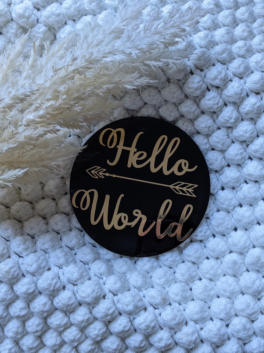 Baby Birth Announcement Sign | Hello World Baby Milestone Acrylic Photo ...