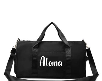 Black Personalised Sports Duffle Bag | Overnight Travel Luggage Bag | Dance Bag