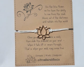 Lotus Blossom Wish Bracelet - Gold Charm