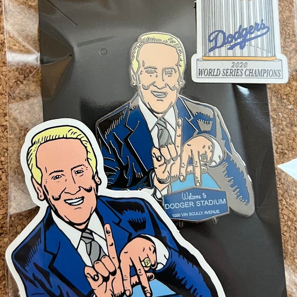 Vin Scully Sticker & Pin combo