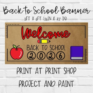 Back To School Printable Banner Template | Kraft Paper Banner | Digital File | Painted Banner Template | Welcome Back Banner | Banner Idea