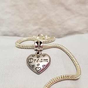 Dream charm for european bracelet, dream in heart bracelet charm, dream charm, dream, charm, dream in heart cute charm, cute charm,    (c128