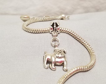 bulldog bracelet charm, dog charm for european bracelet, european bracelet charm, dog charm, bulldog charm, cute bulldog charm (c75)