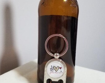 Peace-Love-Wine bottle opener, wine bottle opener on keychain, bottle opener, love bottle opener, bar accessories, kitchen accessories, (o10
