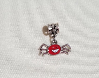 red spider charm for european bracelet, european bracelet charm, halloween bracelet charm, cute red bracelet charm, spider bracelet charm(66