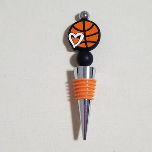 basketball wine bottle stopper, wine bottle stopper, sports wine bottle stopper, housewarming gift, bar accessories, home decor, wine,(WB22)