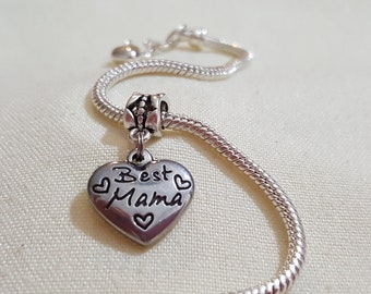 Best Mama charm for European bracelet, Best Mama bracelet charm, best mama in heart charm, heart charm, best mama charm, bracelet charm(c61)