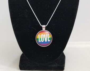 Pride necklace, Pride-love necklace, LGBTQ necklace, cute love necklace, cabochon necklace, handmade necklace, fashion jewelry, necklace(N1)
