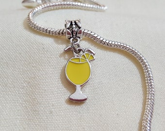 yellow drink charm for european bracelet, yellow drink bracelet charm, drink bracelet charm, yellow drink charm, drink charm, cute charm(144