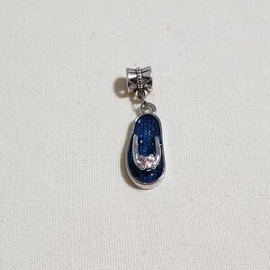 flip flop charm for european bracelet, beach charm for bracelet, blue charm, blue flip flop charm, cute flip flop charm, cute charm,   (140)