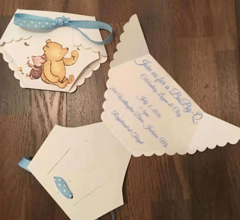 DIY Diaper Winnie The Pooh Invitation Template with | Etsy