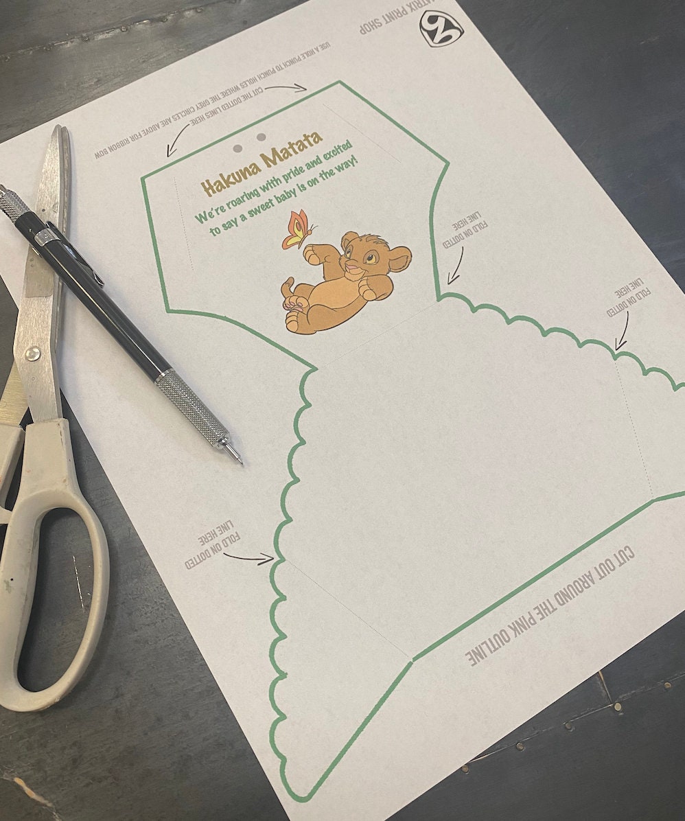 DIY Diaper Simba Invitation Template With Instructions Make Your Own Diaper  Invitation Girl/boy - Etsy