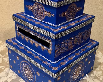 Colorful 6 Paper Mache Gift Boxes Set Henna Gift Box Wedding Etsy