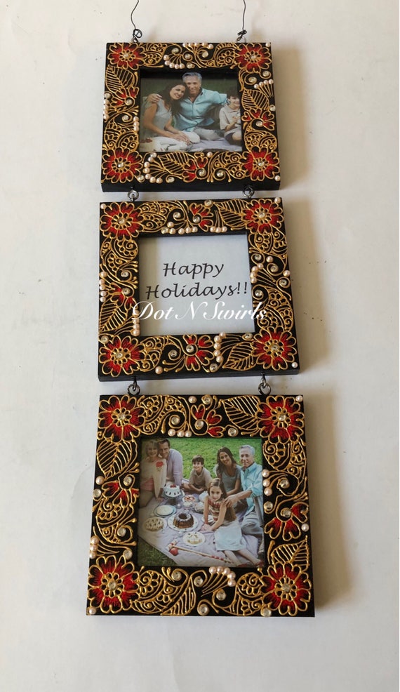 Beautiful Unique And Handmade 3 Tier Photo Frame Wall Hanging Wedding Henna Picture Gift