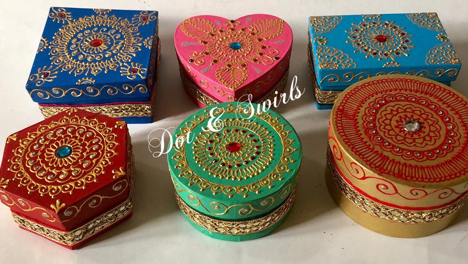 Colorful 6 Paper Mache Gift Boxes Set/henna Gift Box/holiday Etsy
