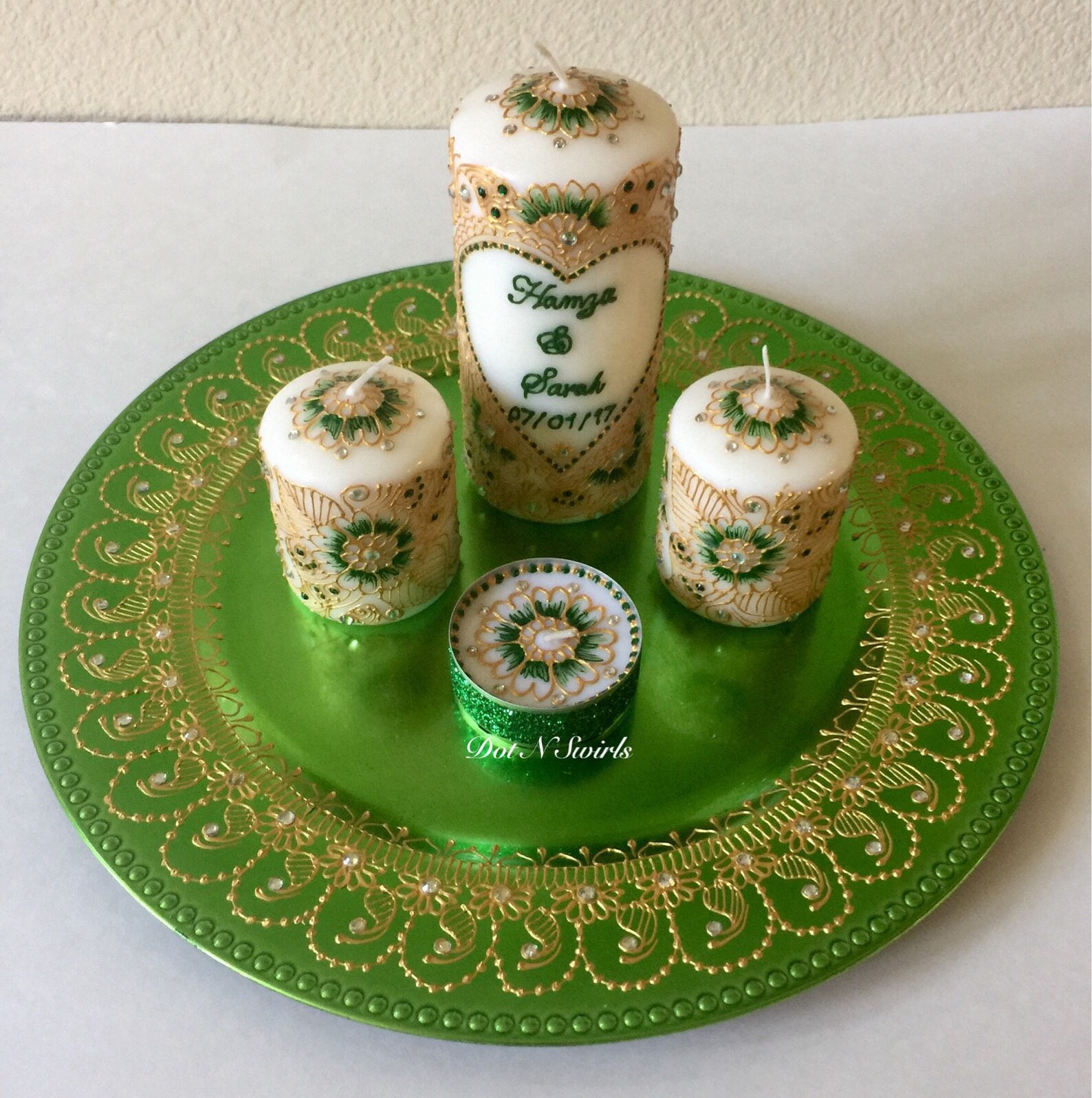 Personalized Henna Candle Set/ Henna Candles With Charger Etsy