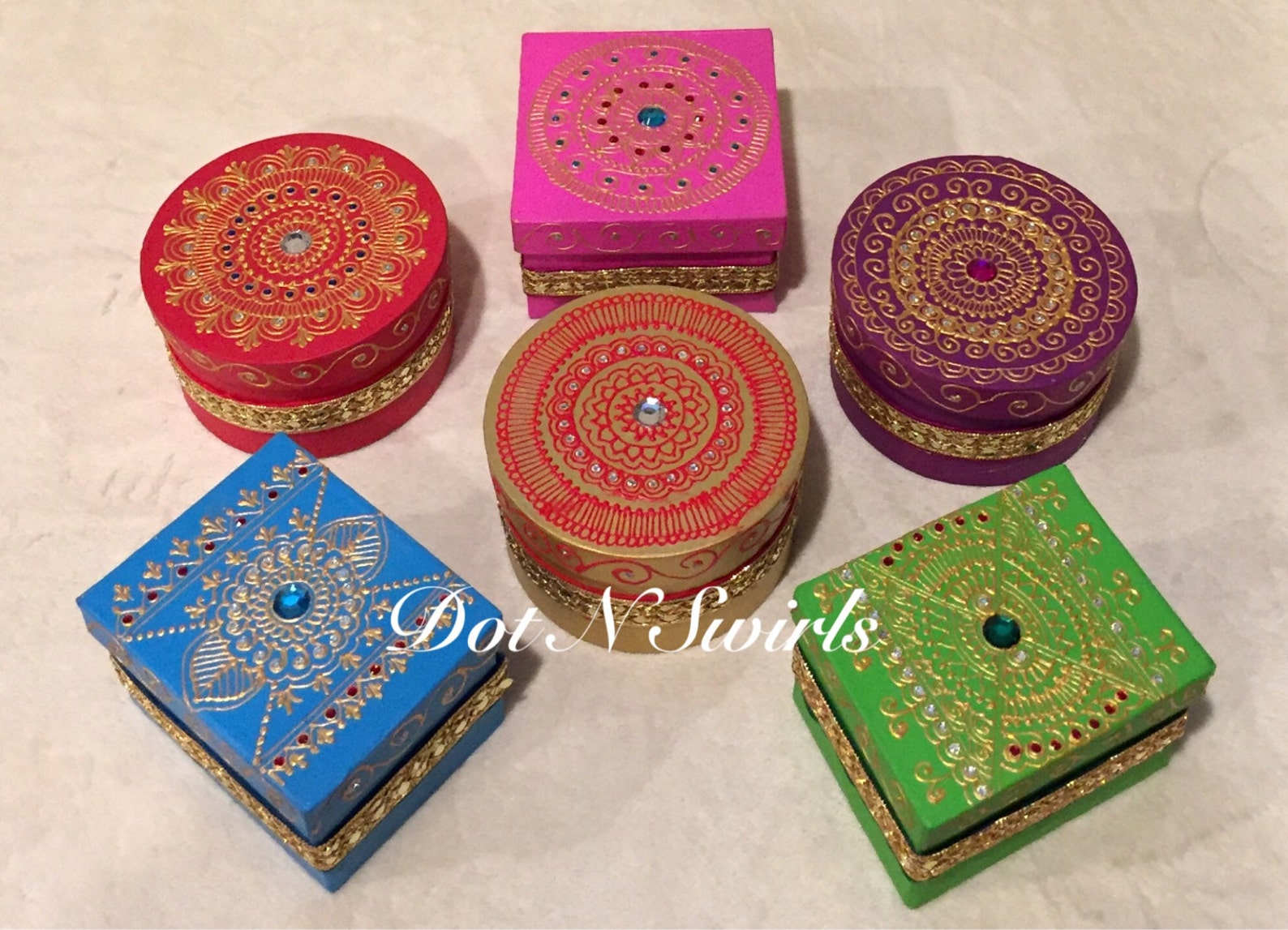 Colorful 6 Paper Mache Gift Boxes Set/henna Gift Box/holiday Etsy