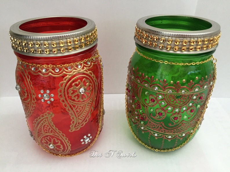 Mason Jar Lanterns/henna Mason Jar/wedding Centerpiece/ Etsy