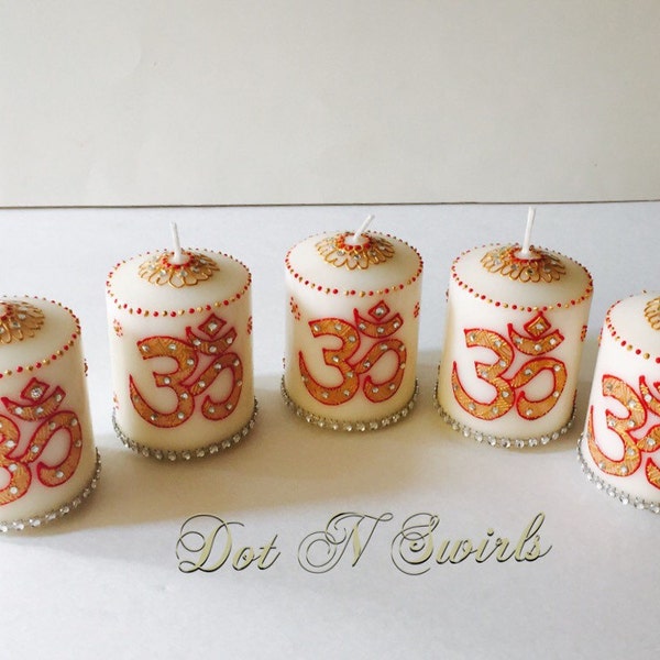 Om Symbol votive candle,party favors,spritiual decor,personalized candle,divine candle,wedding favors/henna party gifts