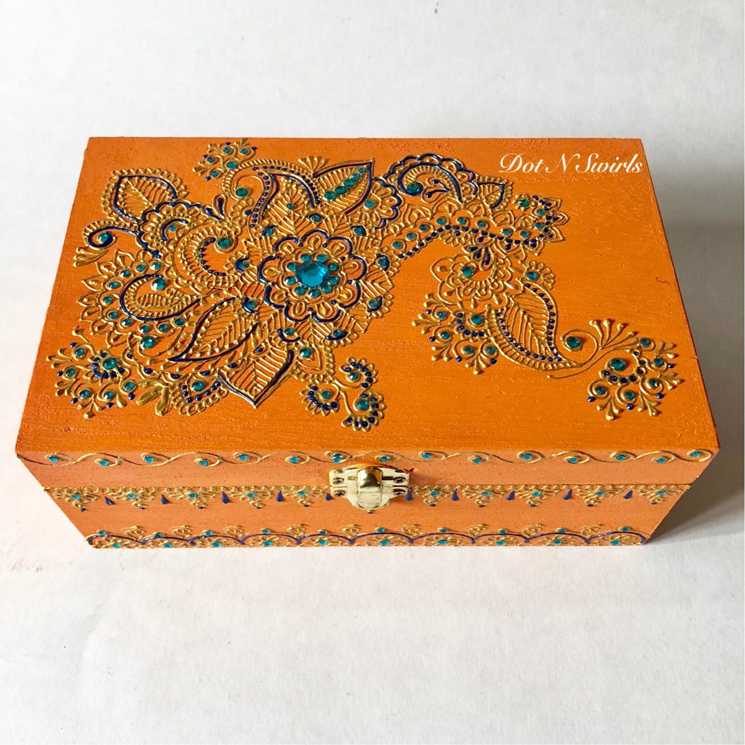 Haani Box Henna Paisley Jewelry Box/wedding Box/keepsake Box/gift Box/henna ...
