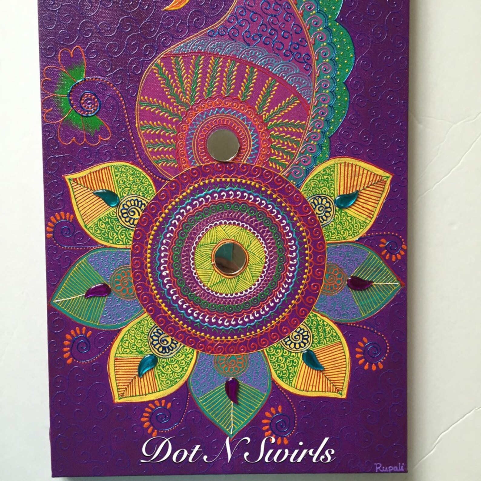 Henna Peacock with Mandala wall art on 12x24canvas | Etsy