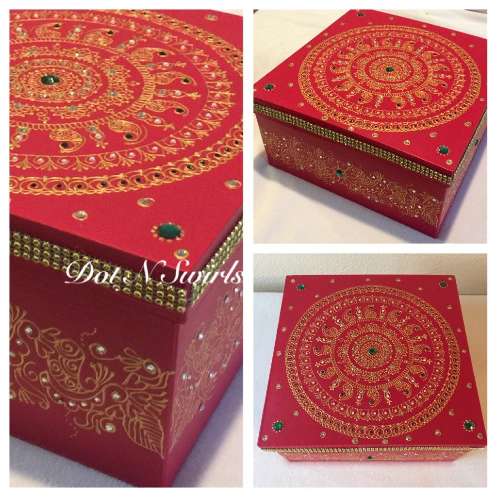 Henna Decorated Gift Boxwedding Gift Boxpapermache Gift Box Etsy