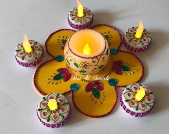 Handmade,flameless  LED Tea lights and Votive set,Party favor,Home decor,Holiday decor,diwali decor,small gift,diwali gifts,holiday lights