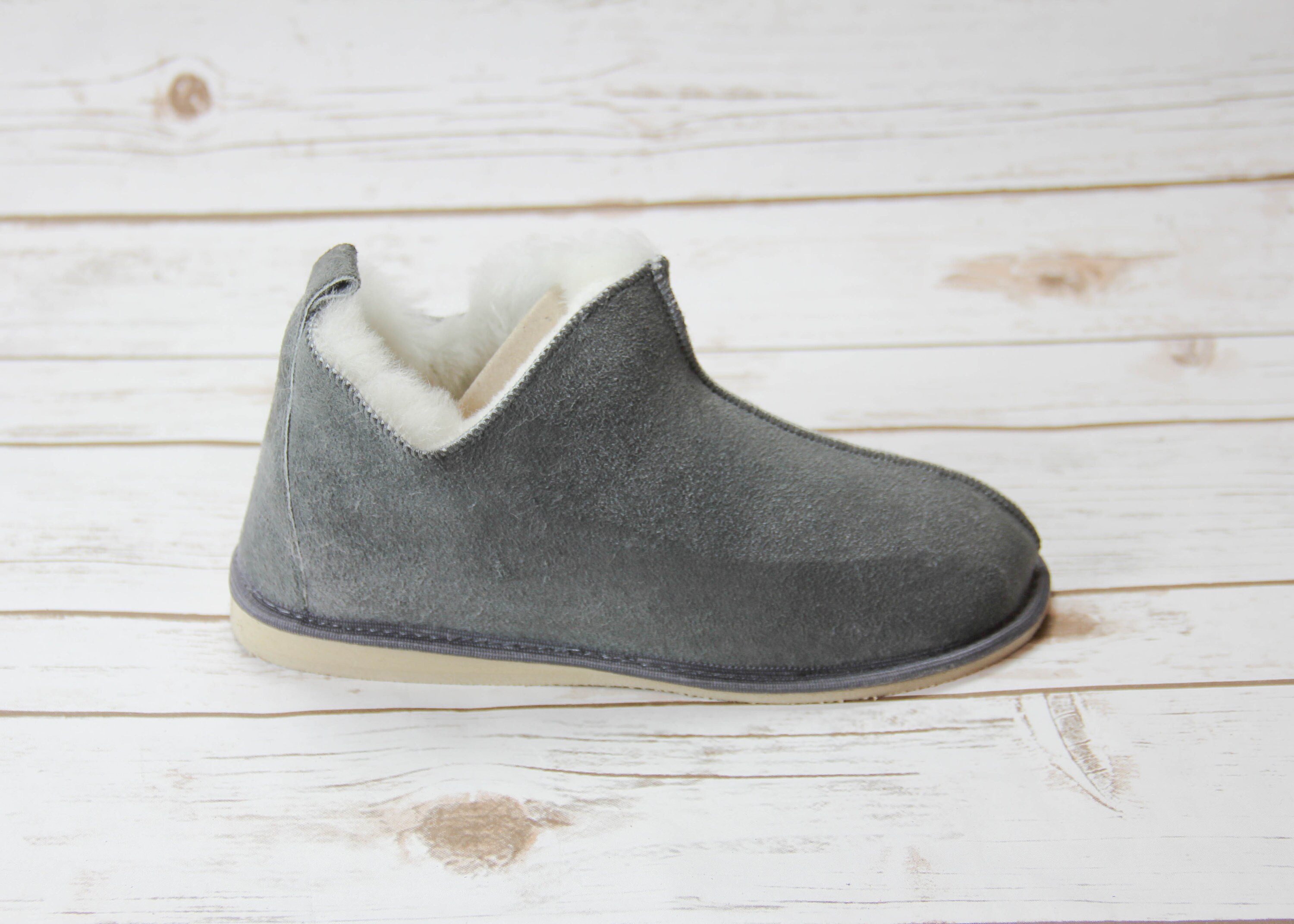 Gray Women's Sheepskin Slippers/Boots ! 100% leather fur! every season, by people who appreciate