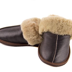 Men's leather sheepskin slippers Really elegant and classic High quality handmade in EU image 10