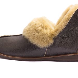 Mens Leather Sheepskin Slippers Jungle High quality handmade fur slippers image 3