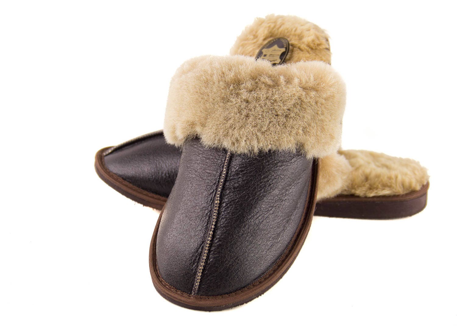 Mens leather sheepskin slippers sale