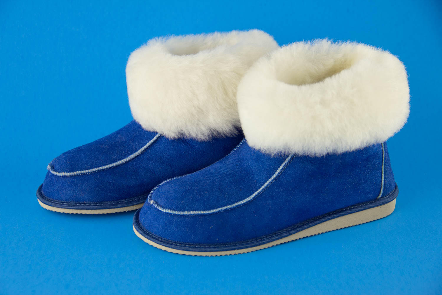 blue sheepskin slippers