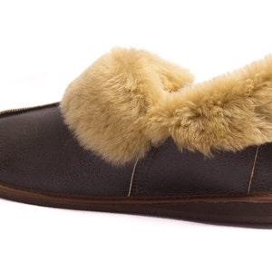 Mens Leather Sheepskin Slippers Jungle High quality handmade fur slippers image 2