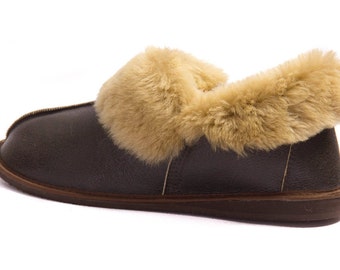 Herren Schaffell Hausschuhe: Handgefertigte Leder Wolle gefüttert  