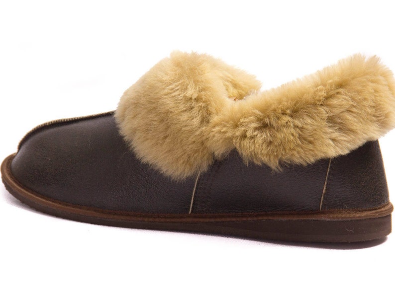 Mens Leather Sheepskin Slippers Jungle High quality handmade fur slippers image 2