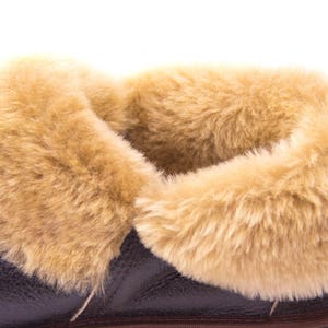 Mens Leather Sheepskin Slippers Jungle High quality handmade fur slippers image 5