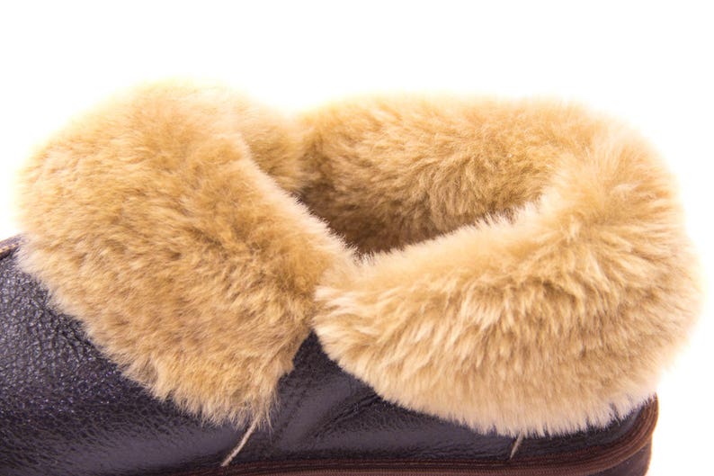 Mens Leather Sheepskin Slippers Jungle High quality handmade fur slippers image 5