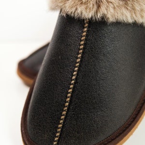 Men's leather sheepskin slippers Really elegant and classic High quality handmade in EU image 5