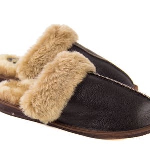 Men's leather sheepskin slippers Really elegant and classic High quality handmade in EU image 6