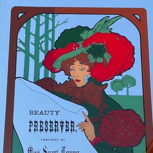 Vintage Art Nouveau Mirror: &quot;Beauty Preserver&quot; Illustration