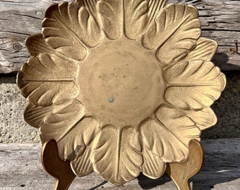 Vintage Italian Brass Leaf Tray: Decorative Trinket Dish, Key Holder
