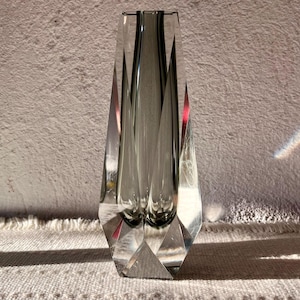 1960s Italian Murano Glass Faceted Geometric Vase - Sommerso Art Glass